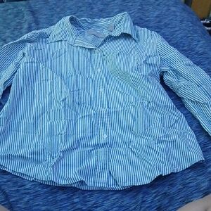 Liz Claiborne Blue and White Classic Button Down Shirt